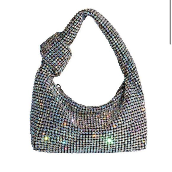 Rhinestones Crystal Clutch Evening Bag MULTI CRYSTAL TOP HANDLE BAG - Picture 1 of 8